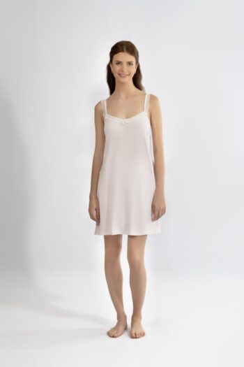 Νυχτικό μονόχρωμο Ράντα με δαντέλα micro modal - 310832 pink