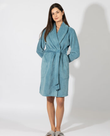 Fleece Ρόμπα midi Σταυρωτή – 409713 petrol