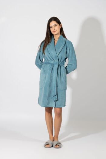 Fleece Ρόμπα midi Σταυρωτή – 409713 petrol
