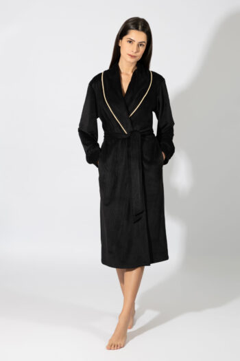 Ρόμπα maxi Σταυρωτή soft velour – 409716 black