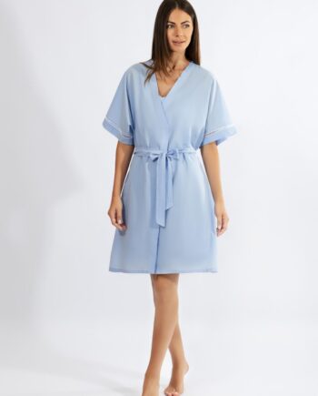 Ρόμπα μονόχρωμη σταυρωτή Ποπλίνα cotton - 410701 ciel