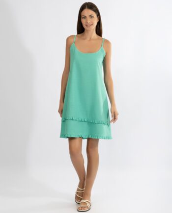 Φόρεμα με Ράντα cotton - 510606 petrol