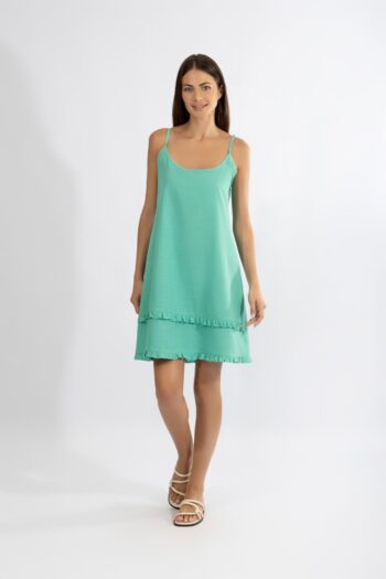 Φόρεμα με Ράντα cotton - 510606 petrol