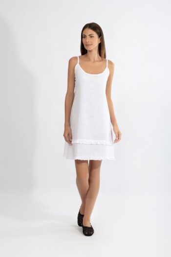 Φόρεμα με Ράντα cotton - 510606 off white