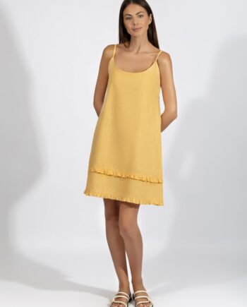 Φόρεμα με Ράντα cotton - 510606 mustard