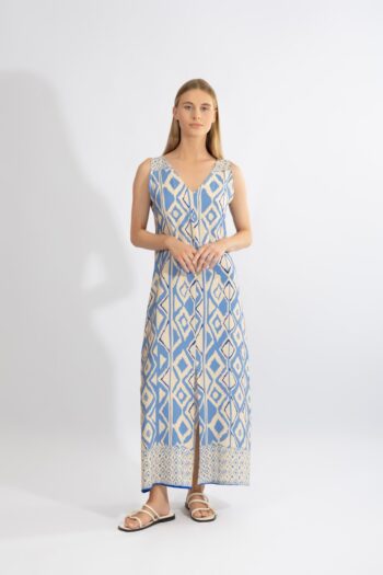 Φόρεμα Αμάνικο maxi μπορντούρα viscose - 510613