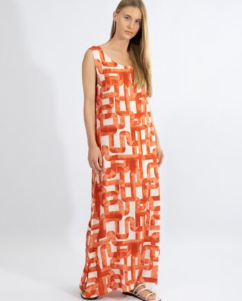 Φόρεμα Αμάνικο maxi viscose - 510620 orange