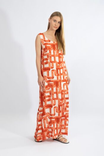 Φόρεμα Αμάνικο maxi viscose - 510620 orange