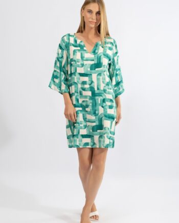 Φόρεμα βε με 3/4 μανίκι Chains viscose - 510623 green