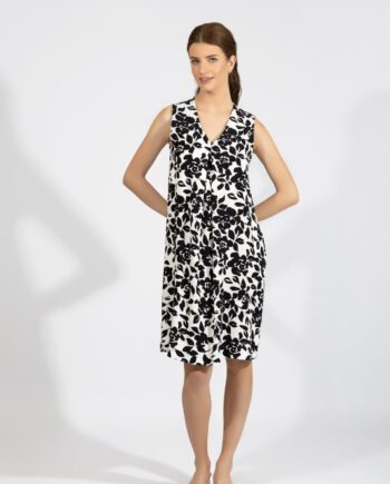 Φόρεμα Αμάνικο βε κουφόπιετα Big Flower viscose - 510627 black