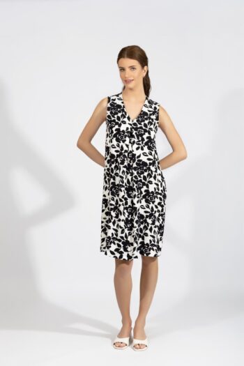 Φόρεμα Αμάνικο βε κουφόπιετα Big Flower viscose - 510627 black