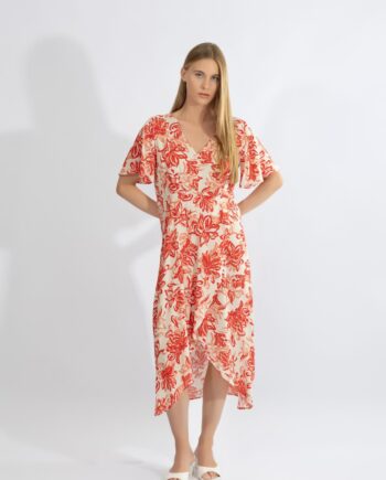 Φόρεμα με μανίκι βε maxi viscose - 510630 red