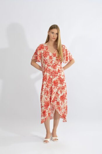 Φόρεμα με μανίκι βε maxi viscose - 510630 red