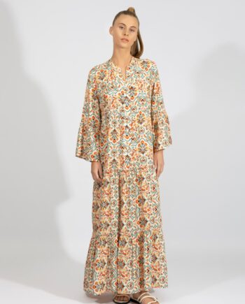 Φόρεμα Maxi μακρύ μανίκι Λαχούρι viscose - 510632