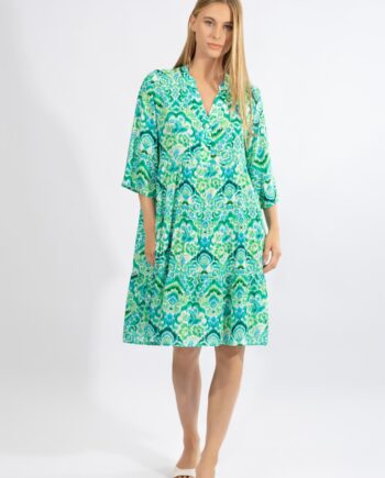 Φόρεμα με 3/4 μανίκι Green Garden viscose - 510637