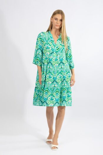 Φόρεμα με 3/4 μανίκι Green Garden viscose - 510637