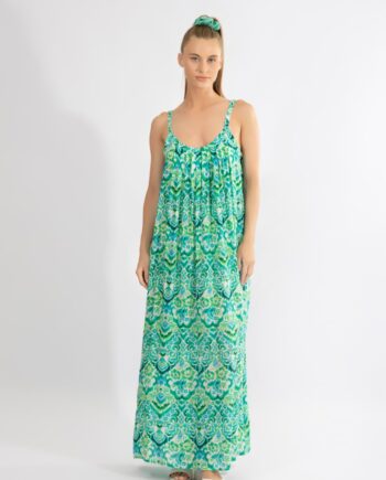 Φόρεμα Ράντα με νερβίρ maxi Green Garden viscose - 510638