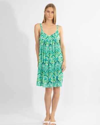 Φόρεμα Ράντα με νερβίρ mini Green Garden viscose - 510639