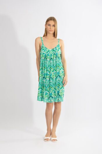 Φόρεμα Ράντα με νερβίρ mini Green Garden viscose - 510639