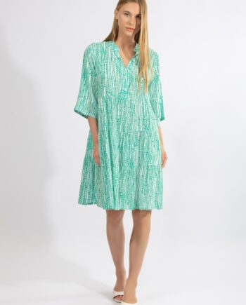Φόρεμα με 3/4 μανίκι Turqoise stripes viscose - 510646
