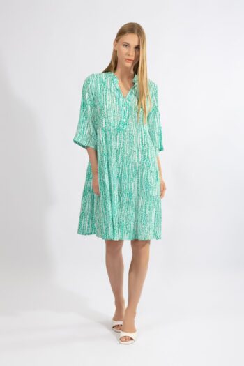 Φόρεμα με 3/4 μανίκι Turqoise stripes viscose - 510646