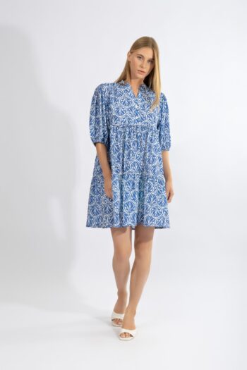 Φόρεμα με 3/4 μανίκι Marble leaves visvose/pes - 510648