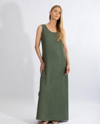 Φόρεμα Αμάνικο μονόχρωμο maxi pes - 510654 olive
