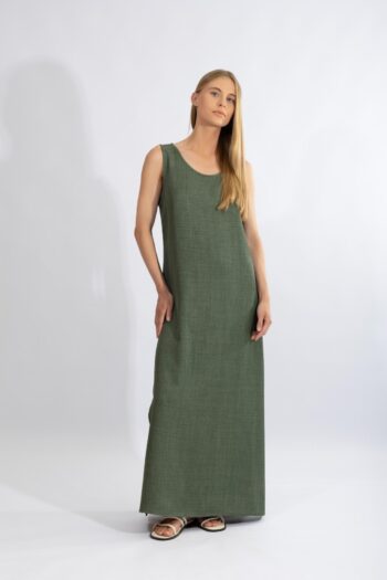 Φόρεμα Αμάνικο μονόχρωμο maxi pes - 510654 olive