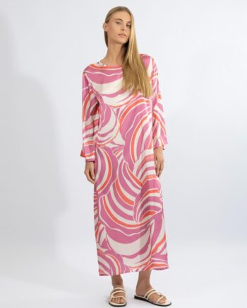 Φόρεμα Σατέν Κελεμπία maxi Pink Illusions pes - 510662