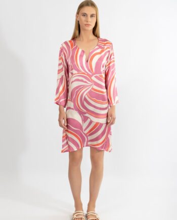Φόρεμα Σατέν 3/4 μανίκι βε Pink Illusions pes - 510663