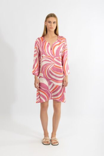 Φόρεμα Σατέν 3/4 μανίκι βε Pink Illusions pes - 510663