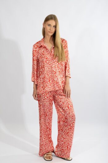 Σετ Σατέν Σακάκι/ Παντελόνι Red Print pes - 510664