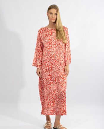 Φόρεμα Σατέν Κελεμπία maxi Red Print pes - 510665