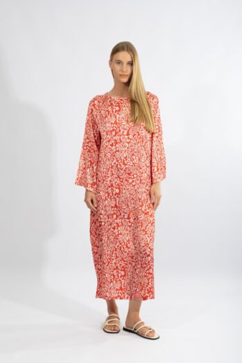 Φόρεμα Σατέν Κελεμπία maxi Red Print pes - 510665