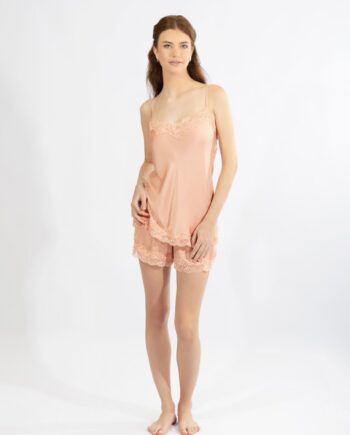 Σατέν BabyDoll με δαντέλα - 610508 salmon