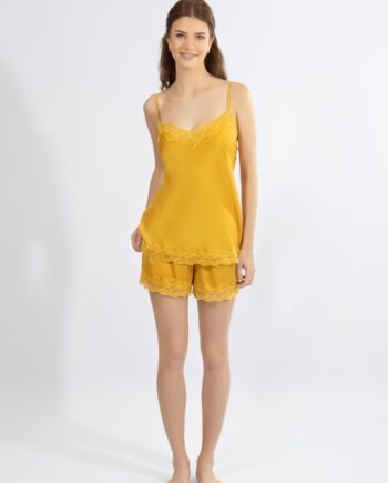 Σατέν BabyDoll με δαντέλα - 610508 gold