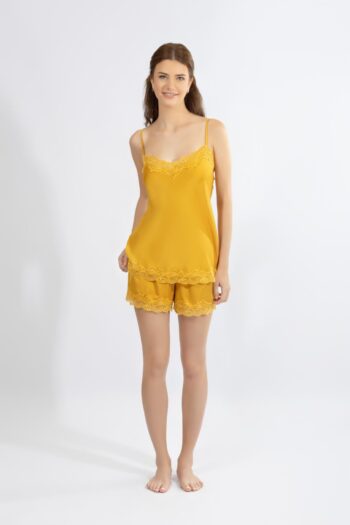 Σατέν BabyDoll με δαντέλα - 610508 gold