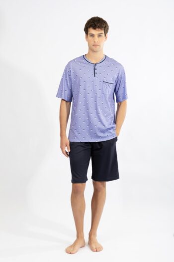 Ανδρική Πιτζάμα Καραβάκια πατιλέτα με βερμούδα cotton modal - 810302