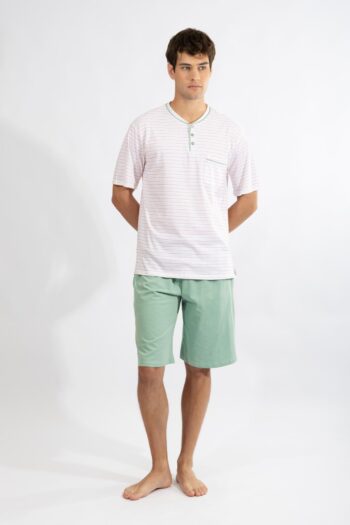 Ανδρική Πιτζάμα Ρίγα πατιλέτα με βερμούδα cotton modal - 810306