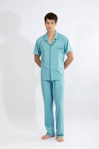 Ανδρική Πιτζάμα Σακάκι τριών τεμαχίων (Μακρύ παντελόνι και Βερμούδα) - 810308 petrol