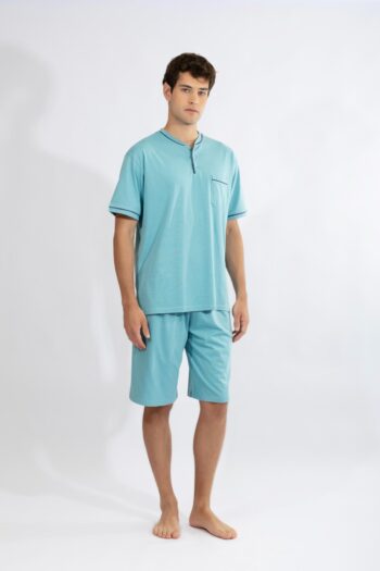 Ανδρική Πιτζάμα πατιλέτα με βερμούδα H cotton modal - 810309 petrol