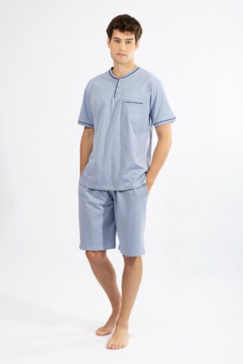 Ανδρική Πιτζάμα πατιλέτα με βερμούδα H cotton modal - 810309 ciel