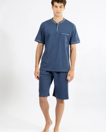 Ανδρική Πιτζάμα πατιλέτα με βερμούδα H cotton modal - 810309 blue