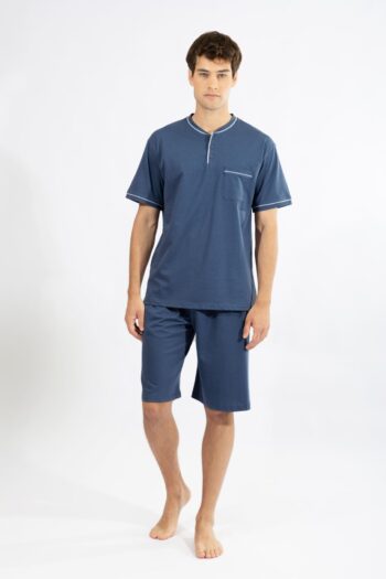 Ανδρική Πιτζάμα πατιλέτα με βερμούδα H cotton modal - 810309 blue