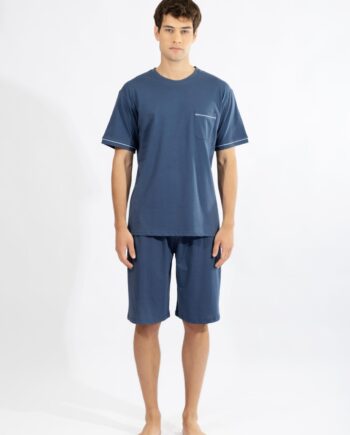 Ανδρική Πιτζάμα με βερμούδα cotton - 810310 blue