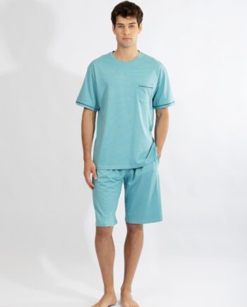 Ανδρική Πιτζάμα με βερμούδα cotton - 810310 petrol