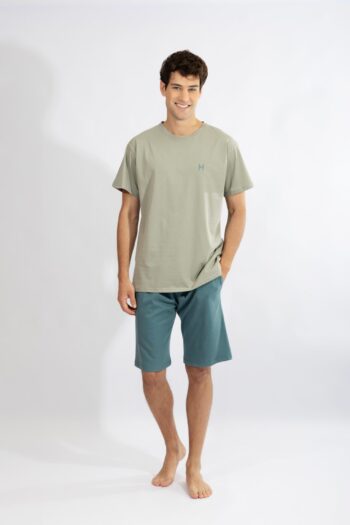 Ανδρική Πιτζάμα με βερμούδα H cotton modal - 810311 elephant/petrol