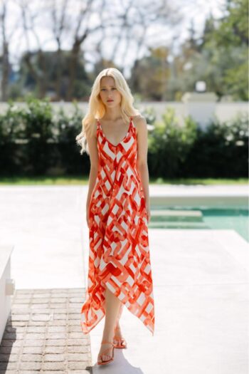 Φόρεμα Ράντα Ασύμμετρο midi - 510622 orange