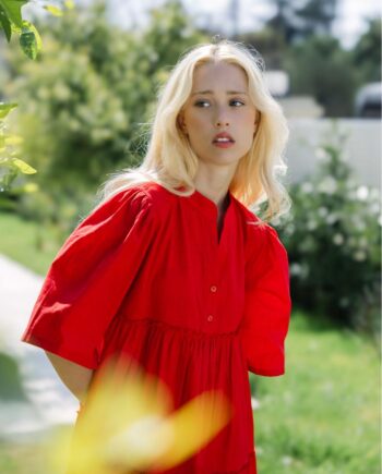 Φόρεμα Βολάν με 3/4 μανίκι cotton - 510605 red