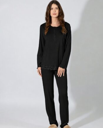 Γυναικεία Πιτζάμα με πατιλέτα cotton/modal – 109914 black